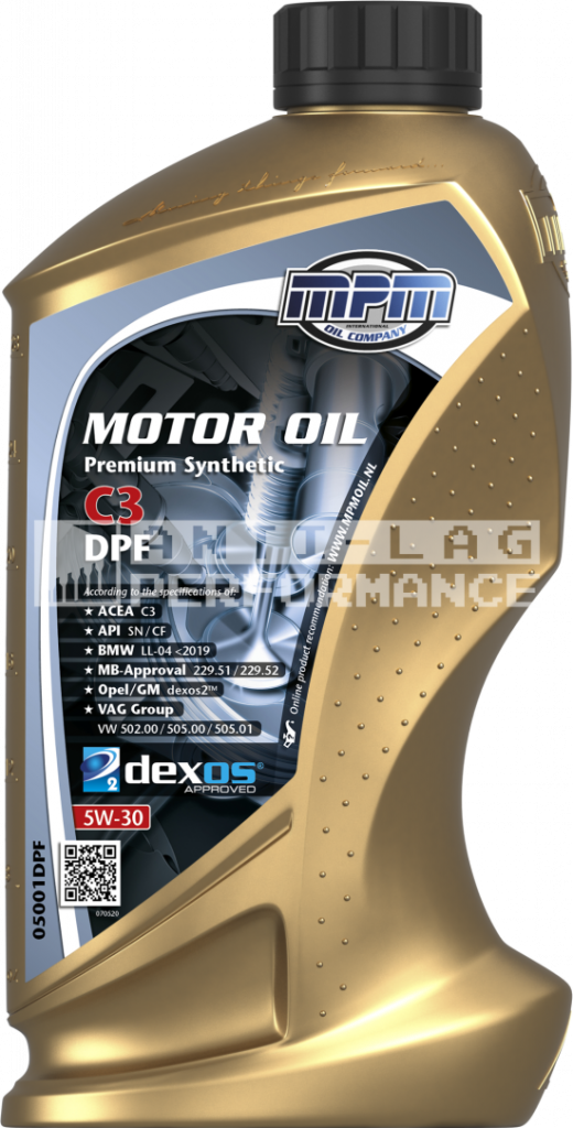 MPM Oil motorolie 5W30 Premium Synthetic C3 DPF 1 Liter Antilag