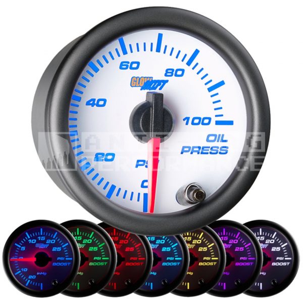 GlowShift Oliedrukmeter white 7 series (PSI)