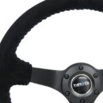 NRG Stuur 350mm 76mm dish, Suede, Blauwe stiksels - Afbeelding 2