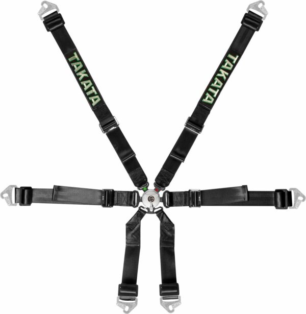 TAKATA Race 2x2 6-punts gordel Snap-on (Zwart)