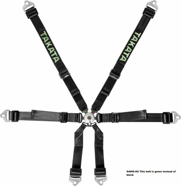 TAKATA Race 2x2 6-punts gordel Snap-on (Groen)
